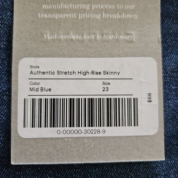 Everlane The Authentic Stretch High-Rise Skinny Jeans- Mid Blue - size 23 - NWT - Picture 4 of 8